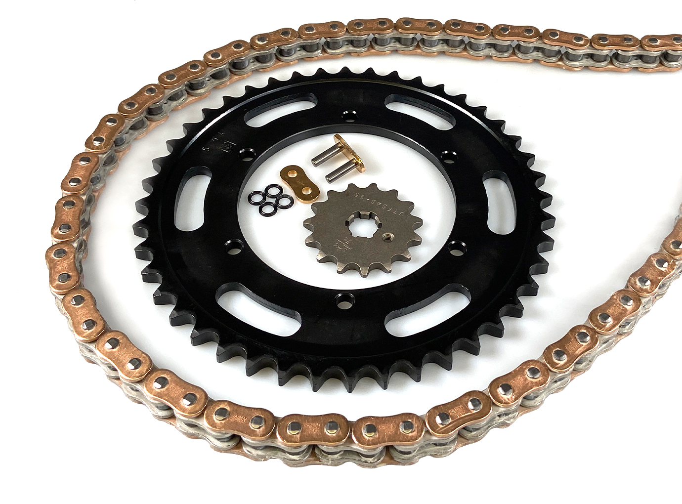 Kit de cadena EK-Chain 520 ZVX-3 para MV Agusta 750 Brutale, Tipo F4, Año del modelo 2003-2006 Color Dorado