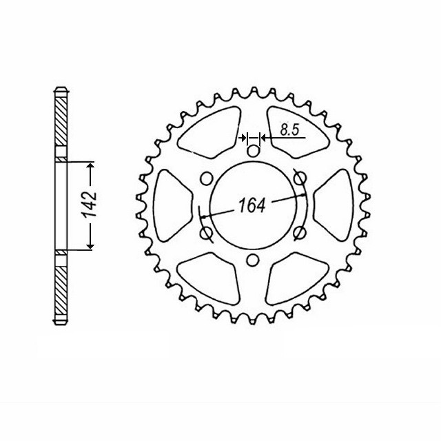 Corona de acero, 44 dientes, paso 525