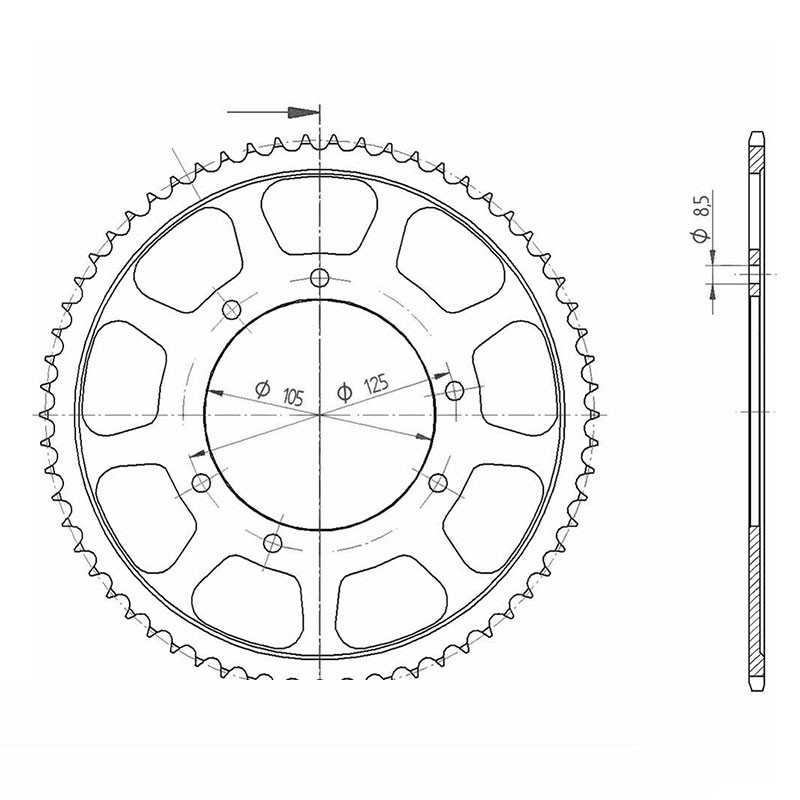 Kit de transmisión DID con cadena 428VX, color estándar, para Zündapp ZXM125 Supermoto, año del modelo 2021-