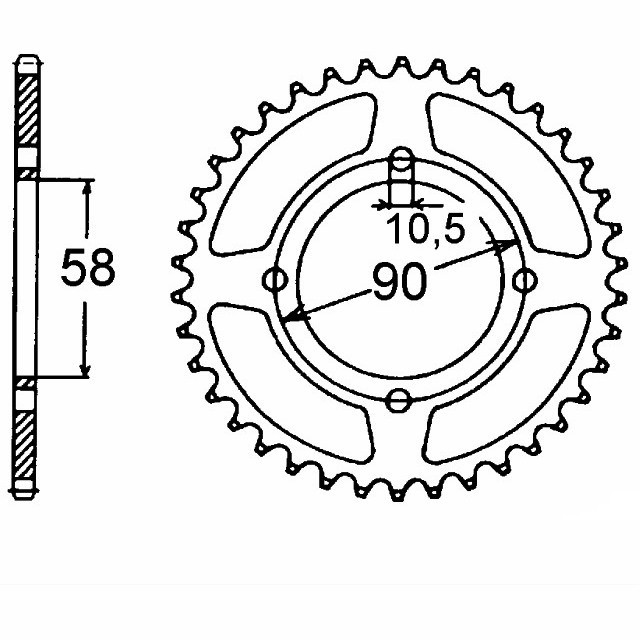 corona de acero, 44 dientes, paso 428