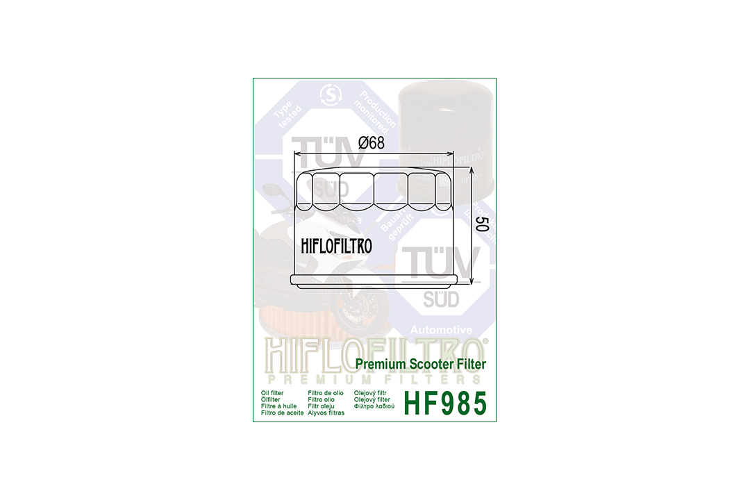 HIFLO filtro de aceite HF985 para varios modelos Kymco / Yamaha