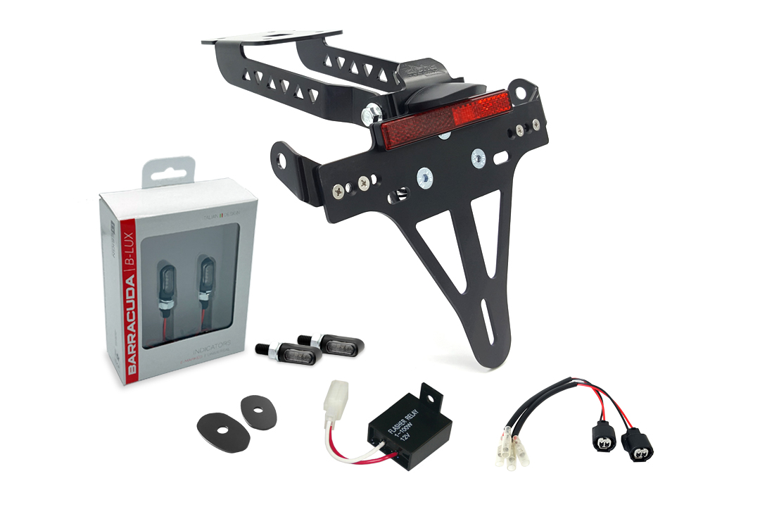 alpha Technik Kit de portamatrículas-luz de intermitente M-LED (anterior, delanteroe + trasero) para Kawasaki Z650 y Ninja 650 Tipo: ER650K / EX650M a partir del año de modelo 2020