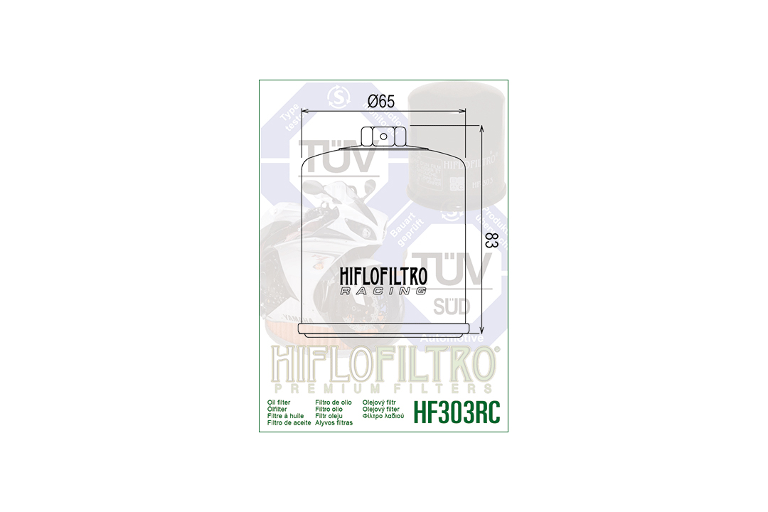 HIFLO filtro de aceite HF303RC Racing para varios modelos Aprilia / Bimota / Honda / Kawasaki / Yamaha