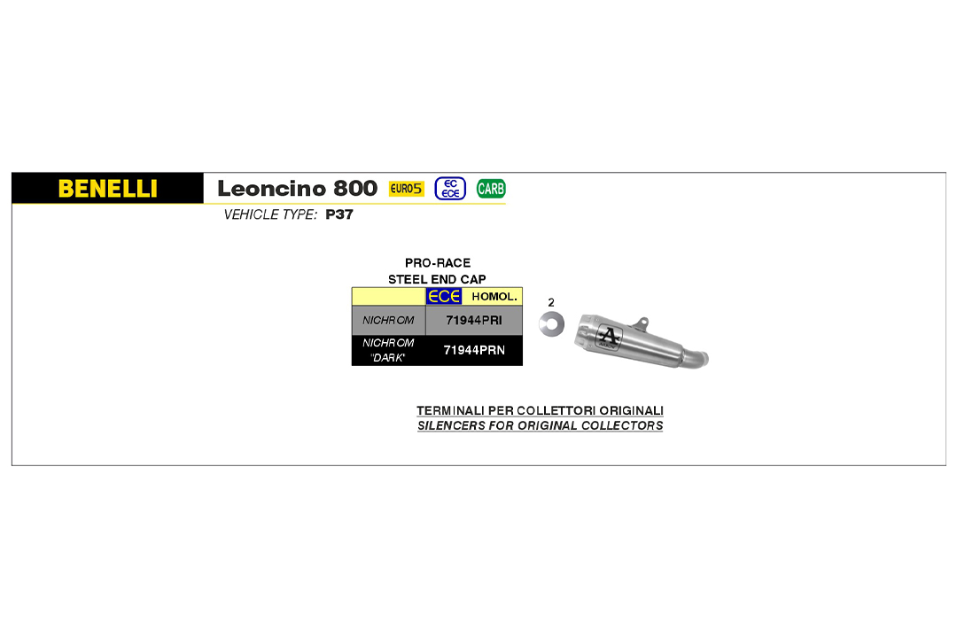 ARROW Escape PRO RACE para Benelli Leoncino 800 a partir del año modelo 2022-