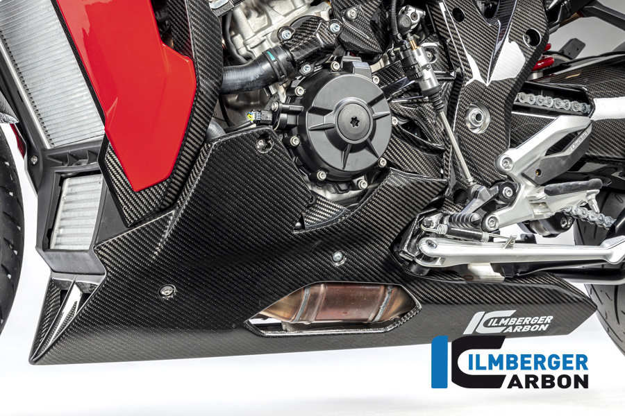 Spoiler de motor de carbono Ilmberger versión larga con caballete central, brillante, BMW S1000XR 2020-2023