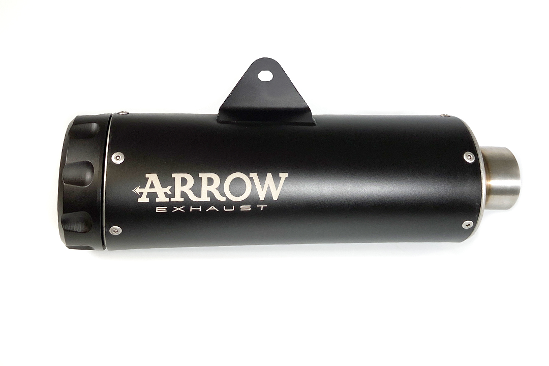 Sistema de escape completo ARROW DARK REBEL con tapa final negra para Kawasaki Z650 RS a partir del año de modelo 2021-