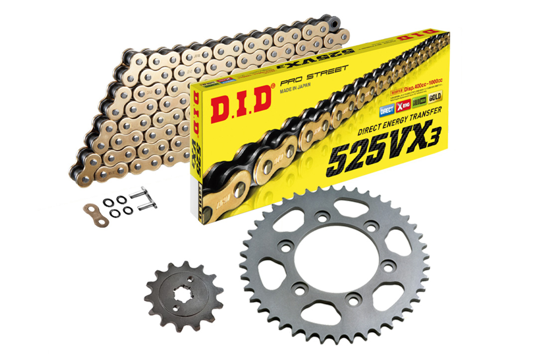 DID kit de transmisión con 525VX3 cadena, color oro, para Honda VT750 DC Black Widow, año del modelo 2000-