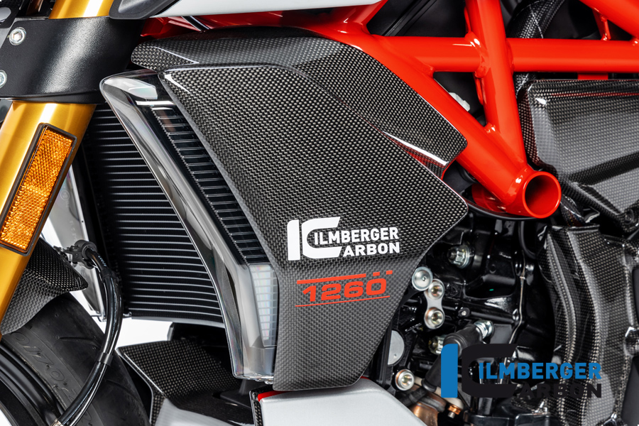 Ilmberger Carbon Cubierta de radiador de agua lado izquierdo, brillante, Ducati Diavel 1260, 2019-