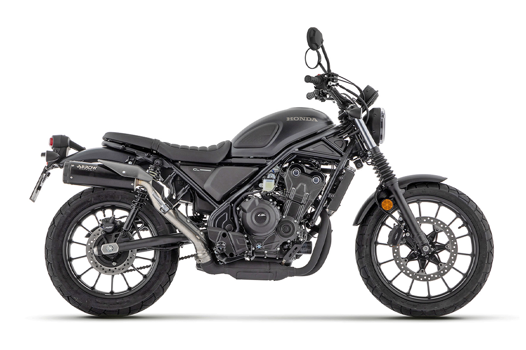 ARROW Escape REBEL Sip-On acero inoxidable negro con tapa de aluminio negra para Honda CL500 modelo año 2023-