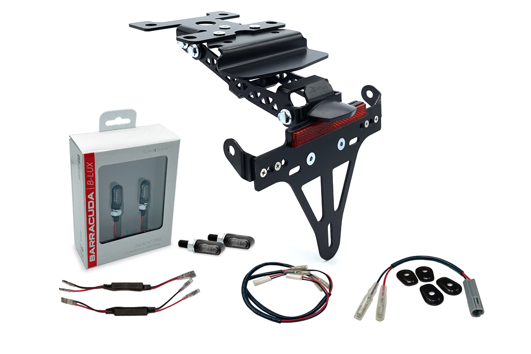 Kit de soporte de matrícula alpha Technik con luz de intermitente M-LED (anterior, delanteroe + trasero) para Yamaha Tenere 700 a partir del año modelo 2019