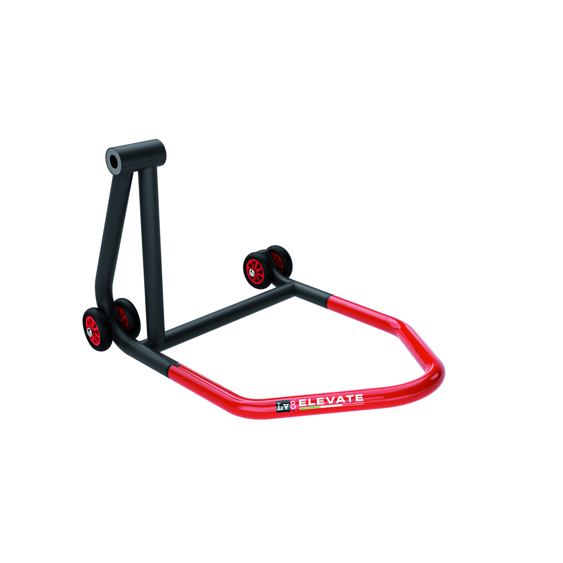 LV8 ELEVATE Caballete de montaje monobrazo izquierdo sin pasador, Negro/Rojo