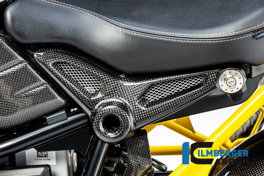 Cubierta de carbono Ilmberger para la parte chasistrasera lado izquierdo, brillante, BMW R nineT 2014-2017, R nineT Racer, Scrambler, Urban GS 2016-