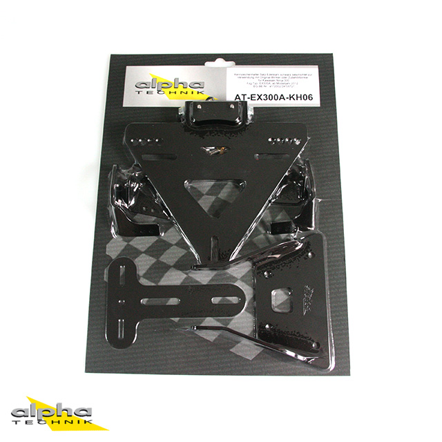 Soporte de matrícula alpha Technik para Kawasaki Ninja 300; Tipo EX300A; Año del modelo 2012-