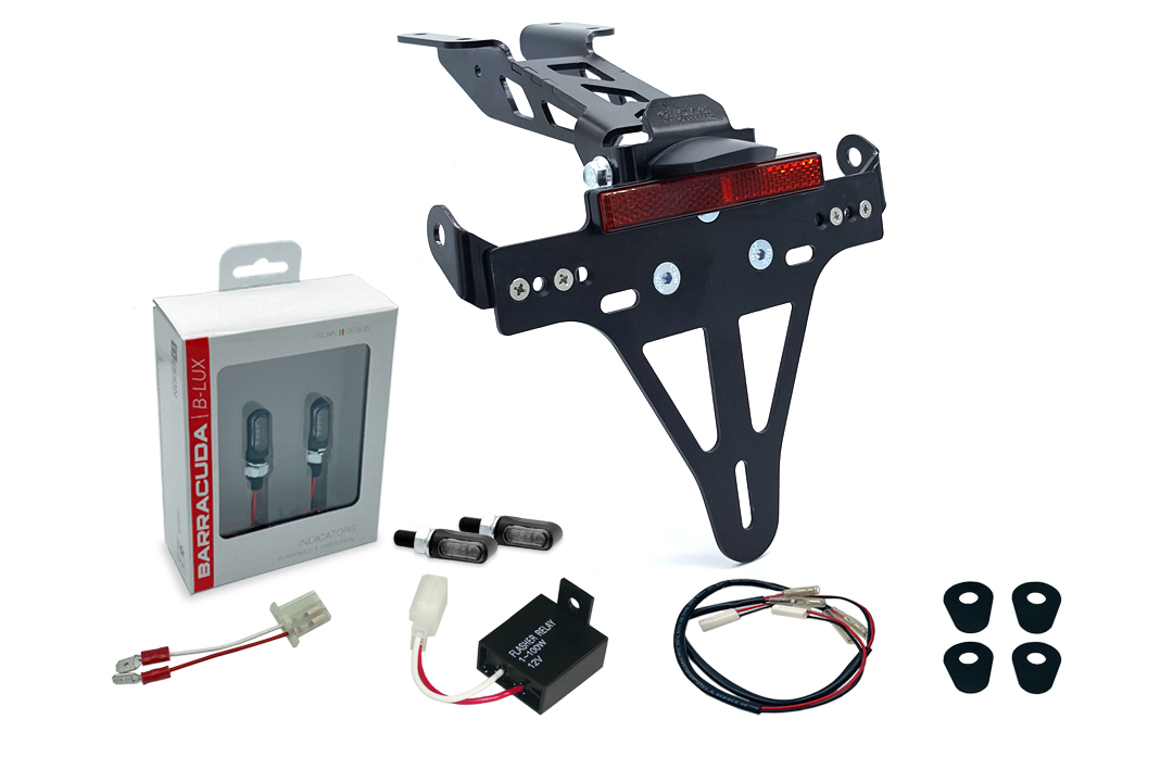 Kit de Soporte de Matrícula y luz de intermitente M-LED alpha Technik (anterior, delantero + trasero) para Yamaha MT125 a partir del modelo 2020