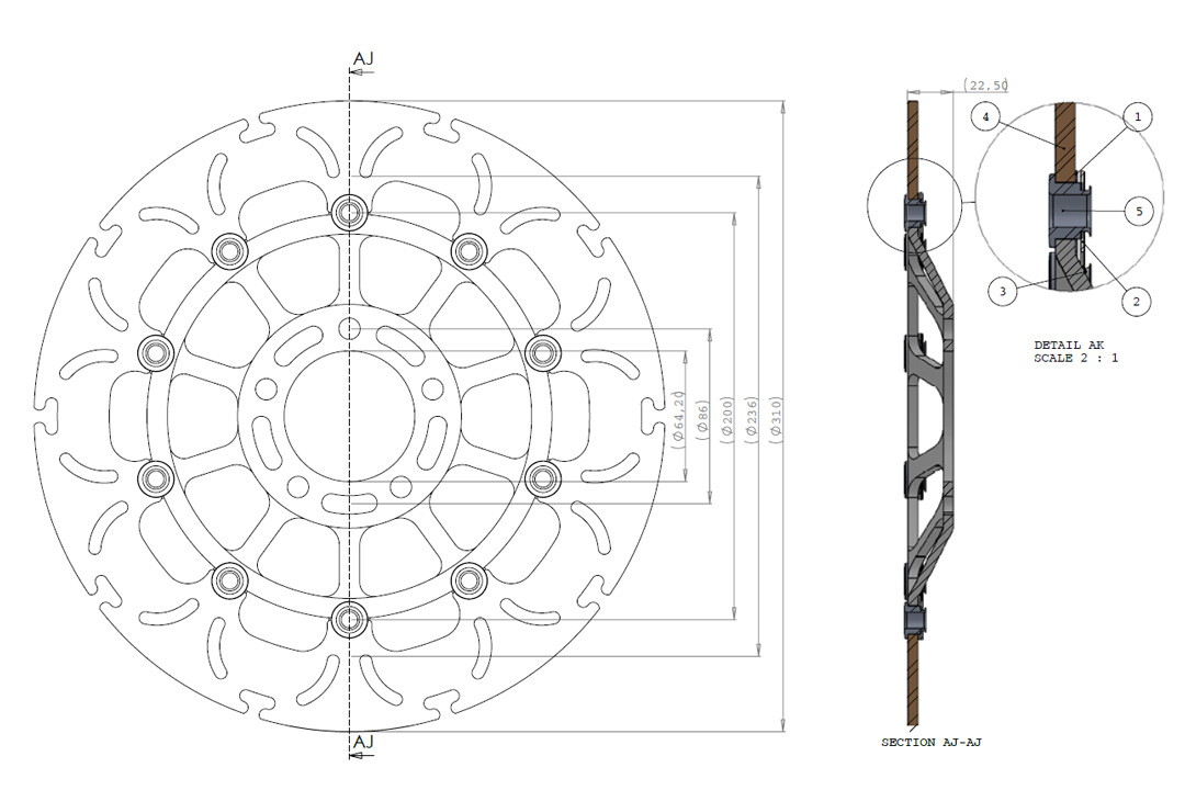 alpha Technik disco de freno Omega-Design ABD33, anterior, delanteroa para Suzuki GSX-R