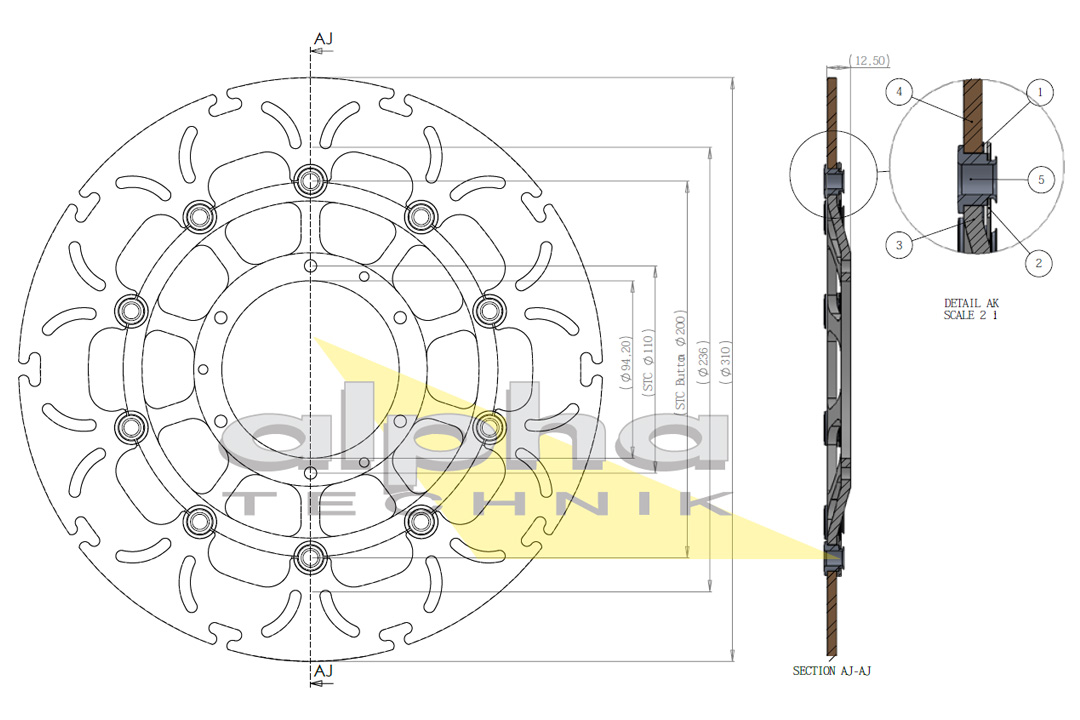 ABD33 disco de freno flotante alpha Technik con diseño Omega para rueda delantera para Honda CBR600RR 2003-2017, CB1000R 2008-2016, CBR1000RR 2005-2007
