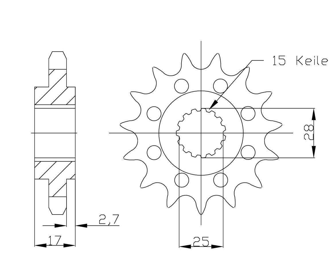 Piñón, 14 dientes, Paso 520