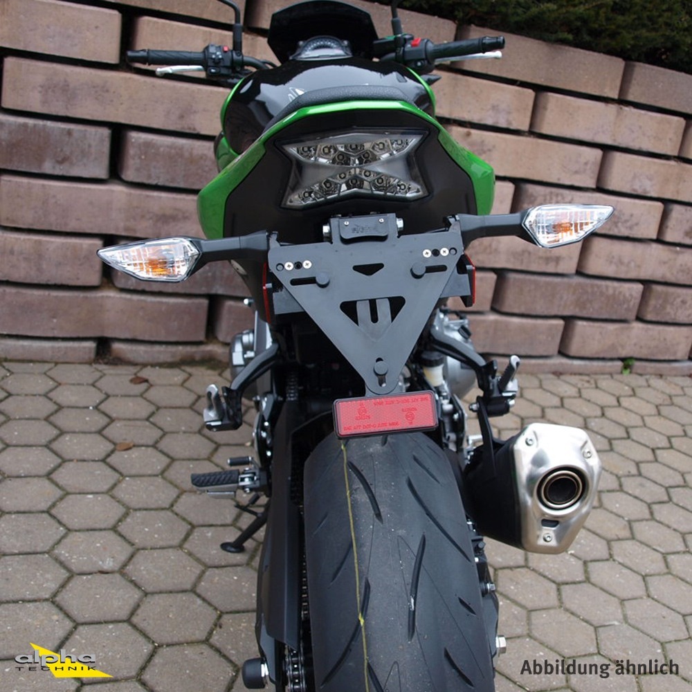 Soporte de matrícula alpha Technik Kawasaki Z900 ABS; Tipo ZR900B; Año del modelo 2017-