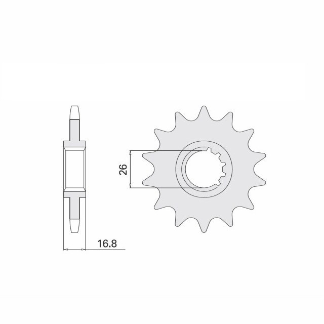 Piñón de ataque engomado, 16 dientes, paso 525