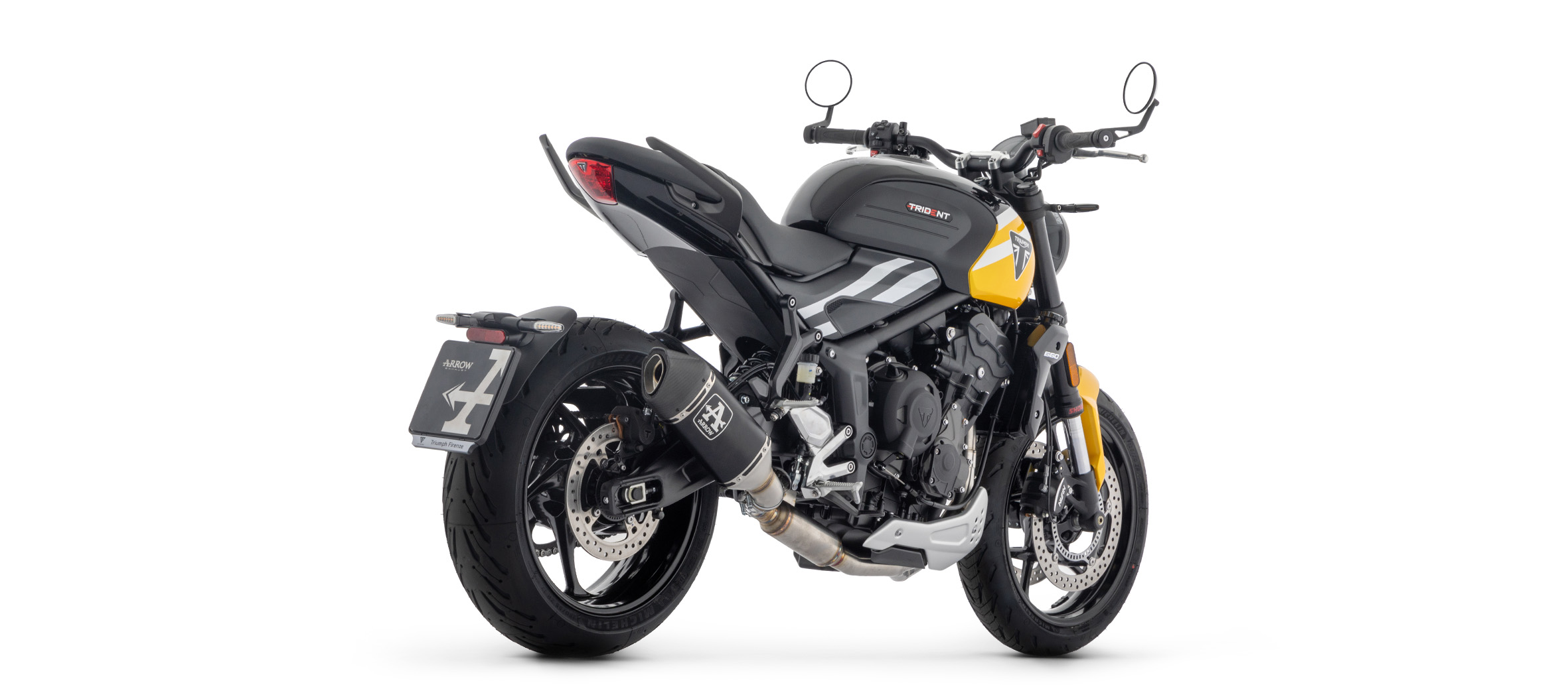 ARROW Sistema completo con silenciador VELOCE negro con tapa de carbono para Triumph Trident 660, 2025-