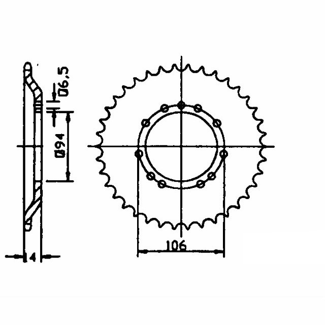 corona de Acero, 44 dientes, Paso 415