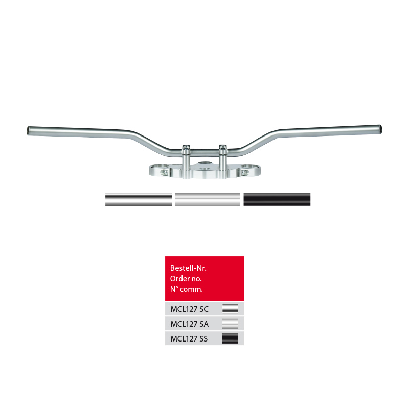 Manillar de acero TRW Superbike Elegance MCL127SS en negro