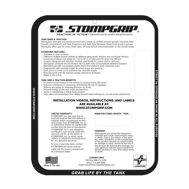 Stompgrip depósito de gasolina Pad transparente, Volcano, para Honda CBR600RR, 2024-2025