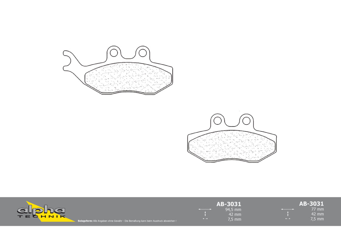 Pastilla de freno alpha Technik para Scooter con ABE