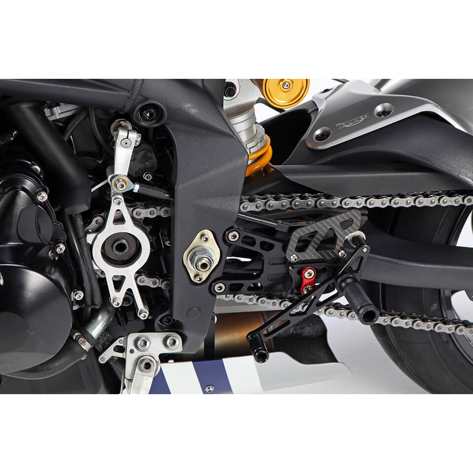 Sistema de reposapiés LSL 2Slide para Triumph Daytona, Street Triple, 2006-2012, negro-rojo