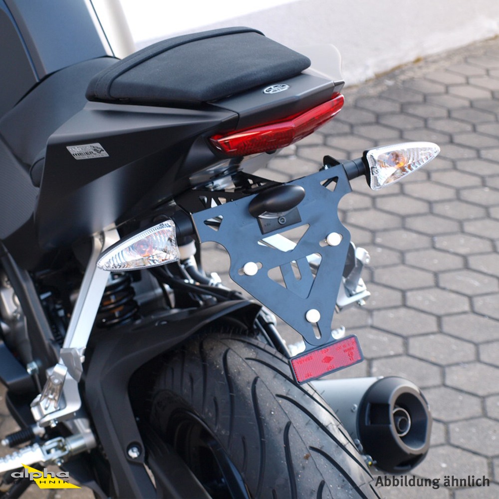 Soporte de matrícula alpha Technik para Yamaha YZF-R125; Tipo RE29; Año de modelo 2017-
