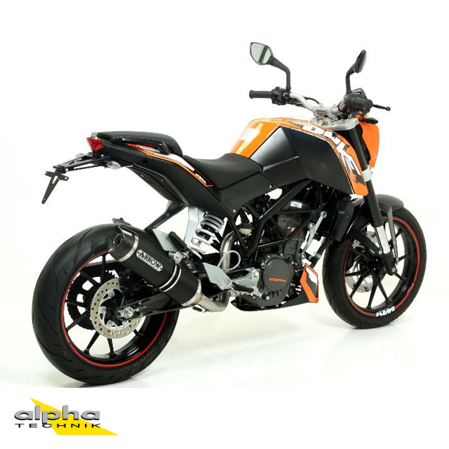 Silenciador ARROW THUNDER para KTM Duke 125 / Duke 200 2011-2016, aluminio negro (Solo con tubo intermedio ARROW)
