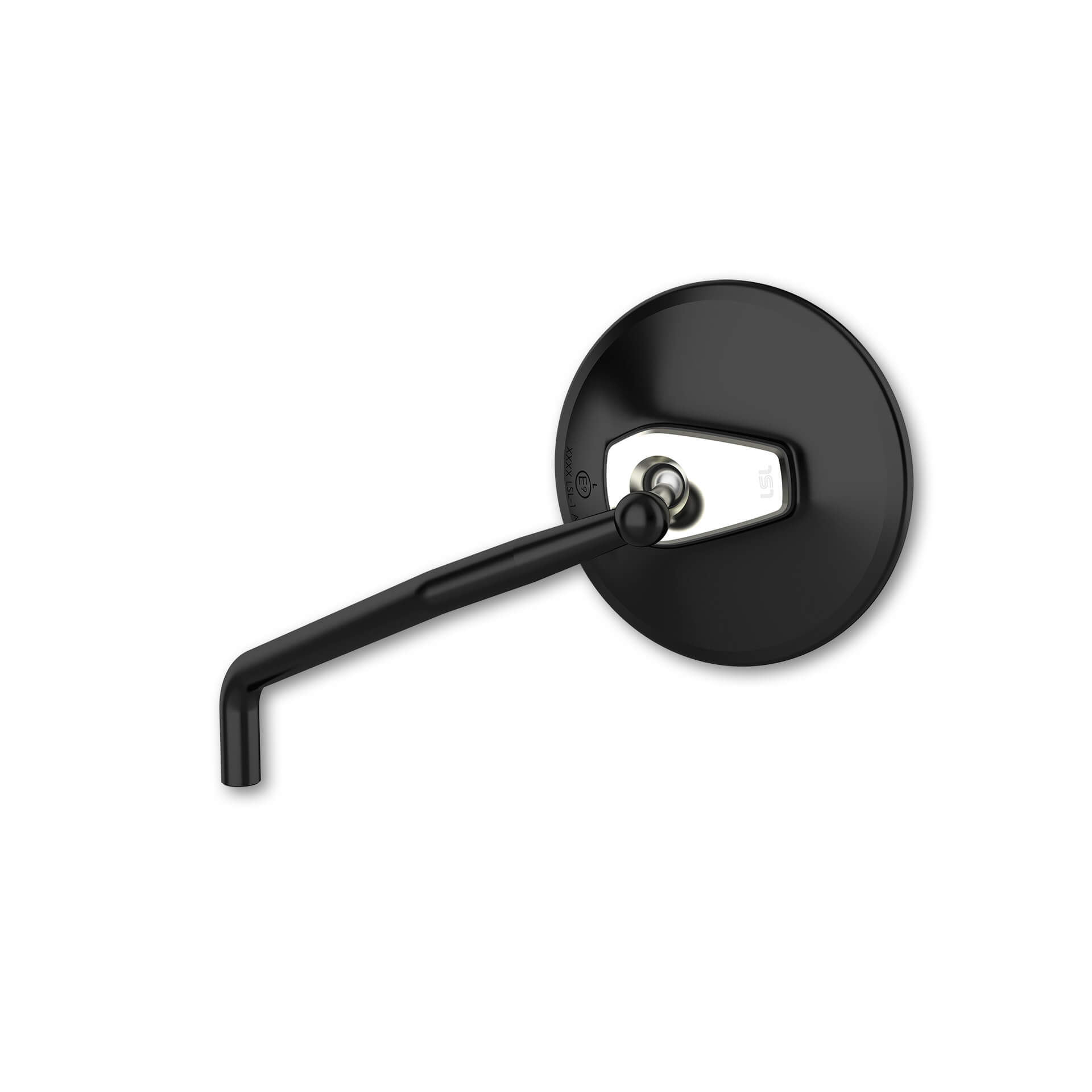 Espejo retrovisor LSL ERGONIA, diámetro 95 mm, negro-plata, con homologación ECE, utilizable para lado derecho y lado izquierdo, incluye: un par con adaptadores para Yamaha-rosca a izquierdas