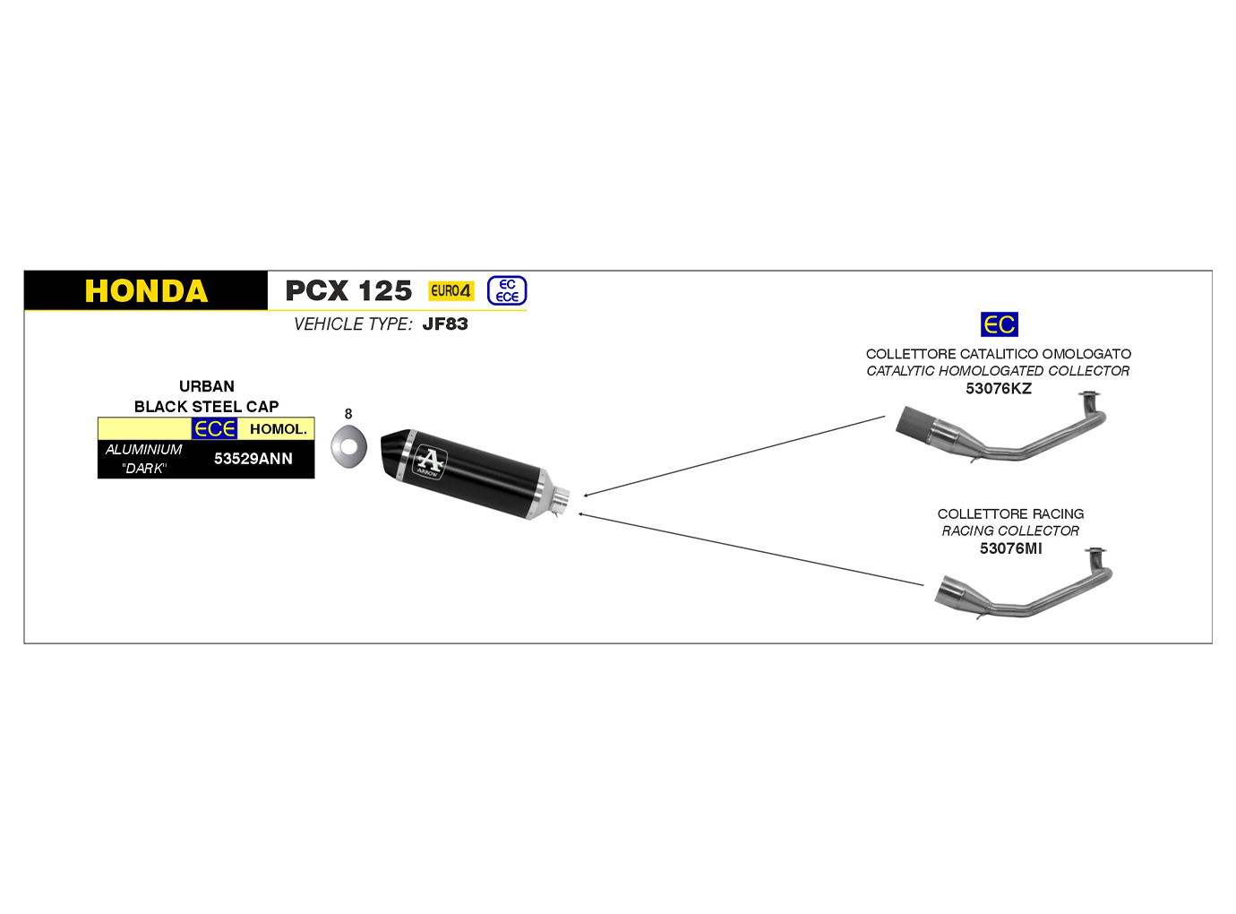 ARROW Escape URBAN para Honda PCX 125 2018-, Aluminio