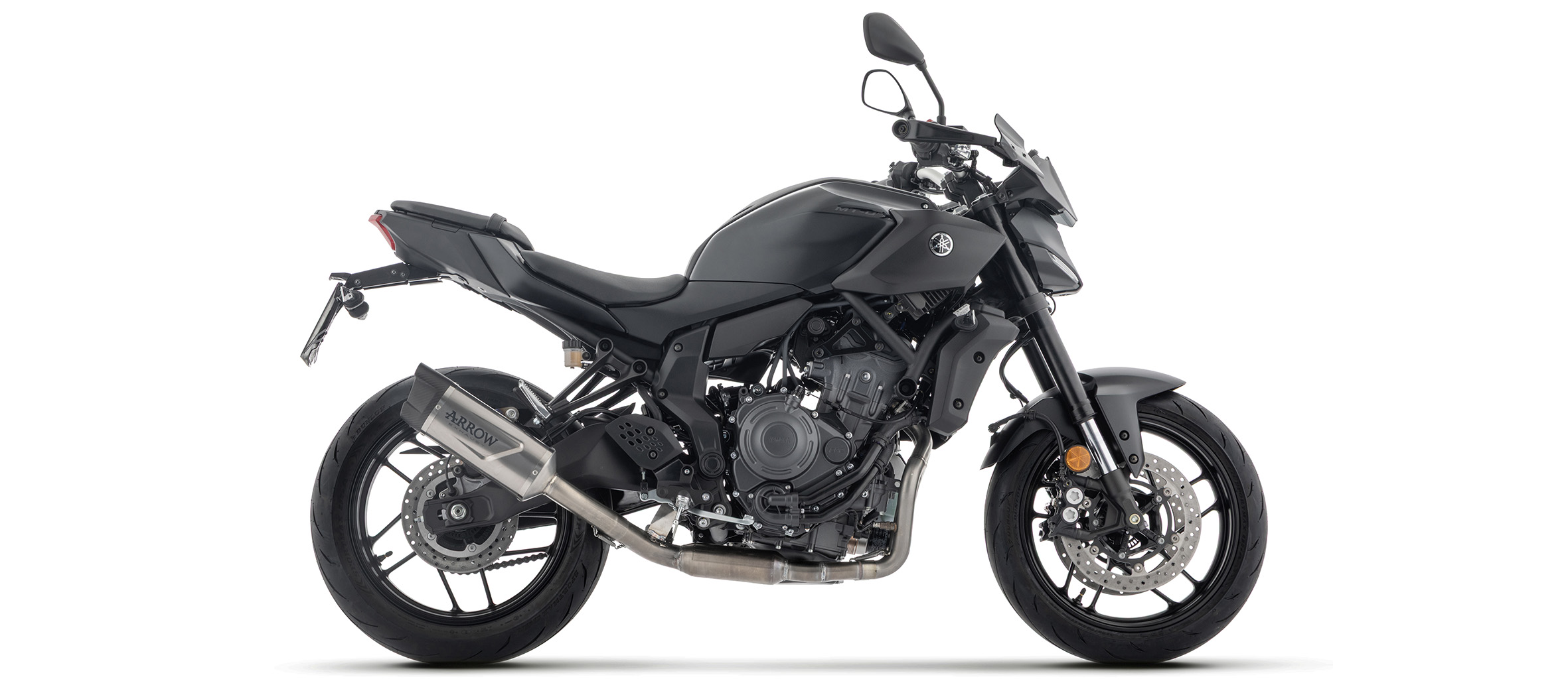 ARROW Escape INDY RACE EVO DARK para Yamaha MT07, Tipo RM48, RM49, RM50, RM51, RM53, RM54, 2025-, negro