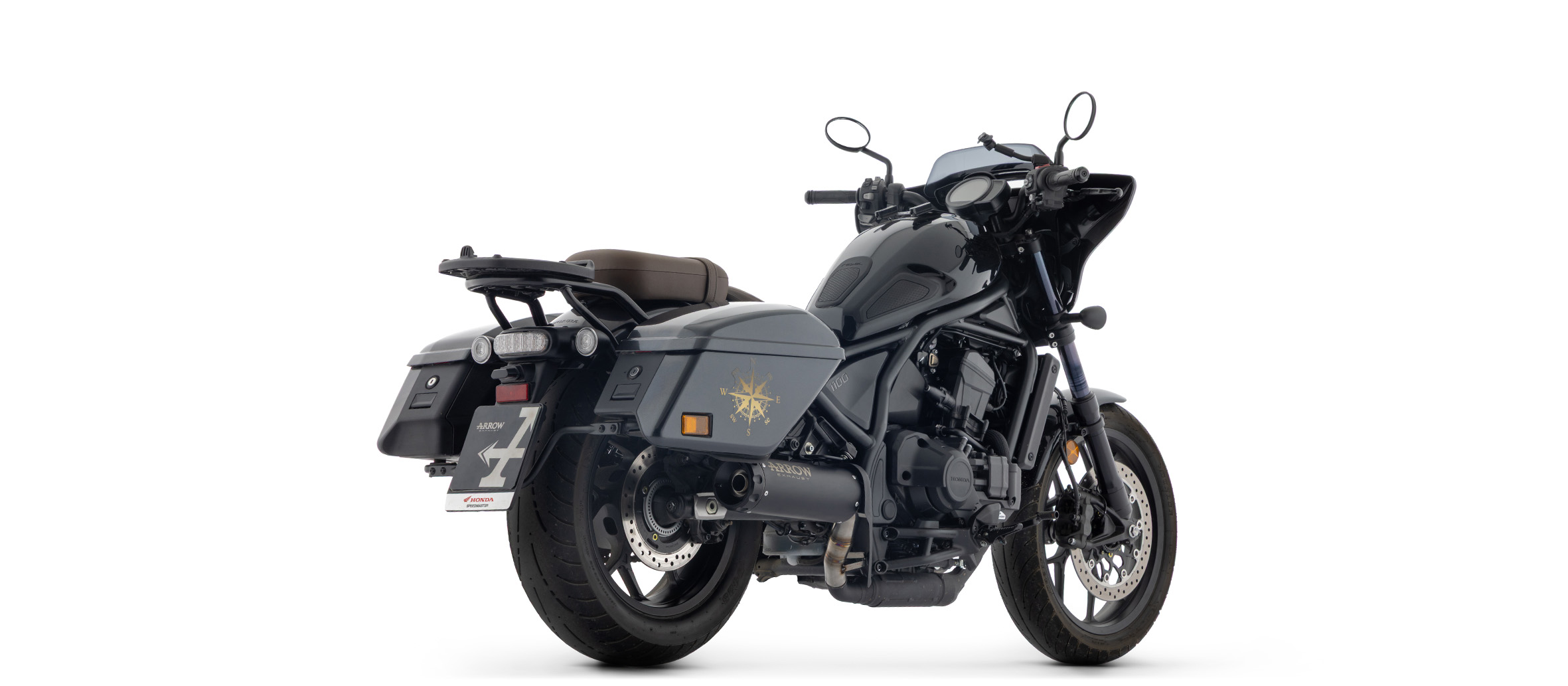 Escape ARROW REBEL DARK Slip-On con tapa final de aluminio negra para Honda CMX 1100 Rebel T, 2025-