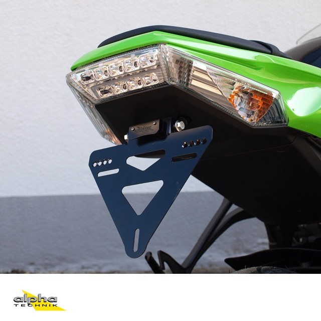 Soporte de matrícula alpha Technik para Kawasaki ZX10R; Tipo ZXT00J; Año de modelo 2011-2015