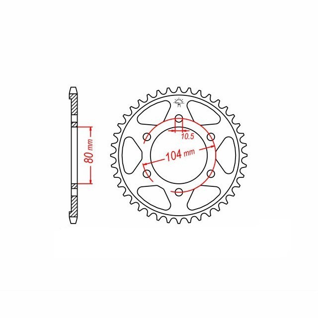 corona de acero, 43 dientes, paso 525, negro