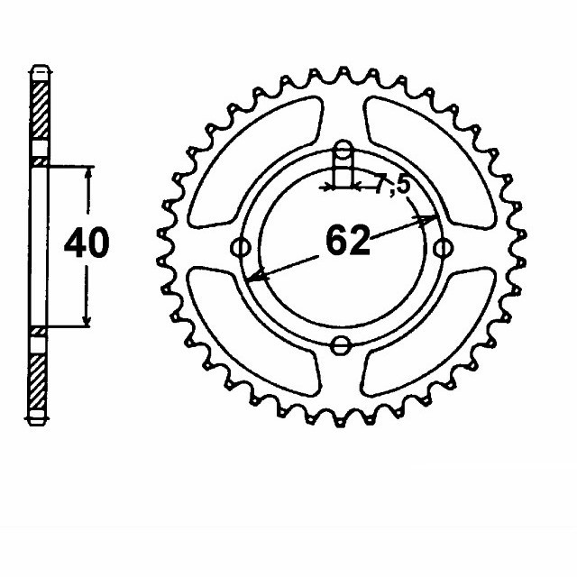 corona de Acero, 52 Dientes, Paso 415