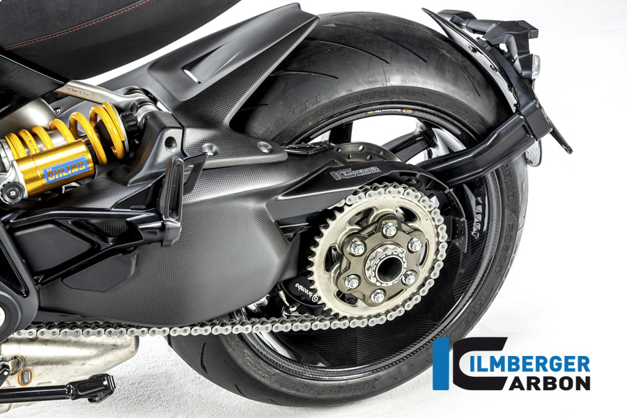 Cubierta de basculante de carbono Ilmberger incl. cubrecadena superior, mate, Ducati Diavel 1260, 2019-
