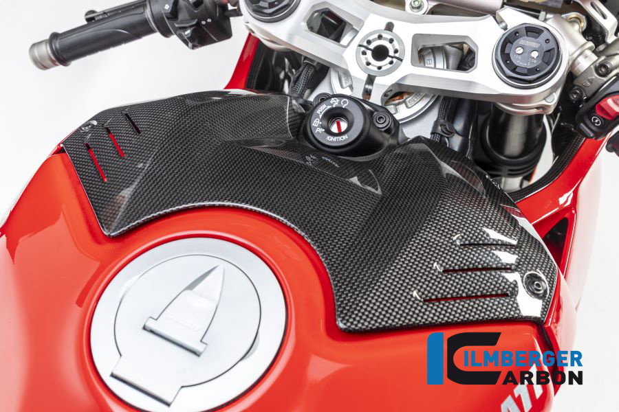 Tapa de Carbono Ilmberger anterior, delanteroe en el depósito de gasolina brillante Panigale V4/V4S/V4R