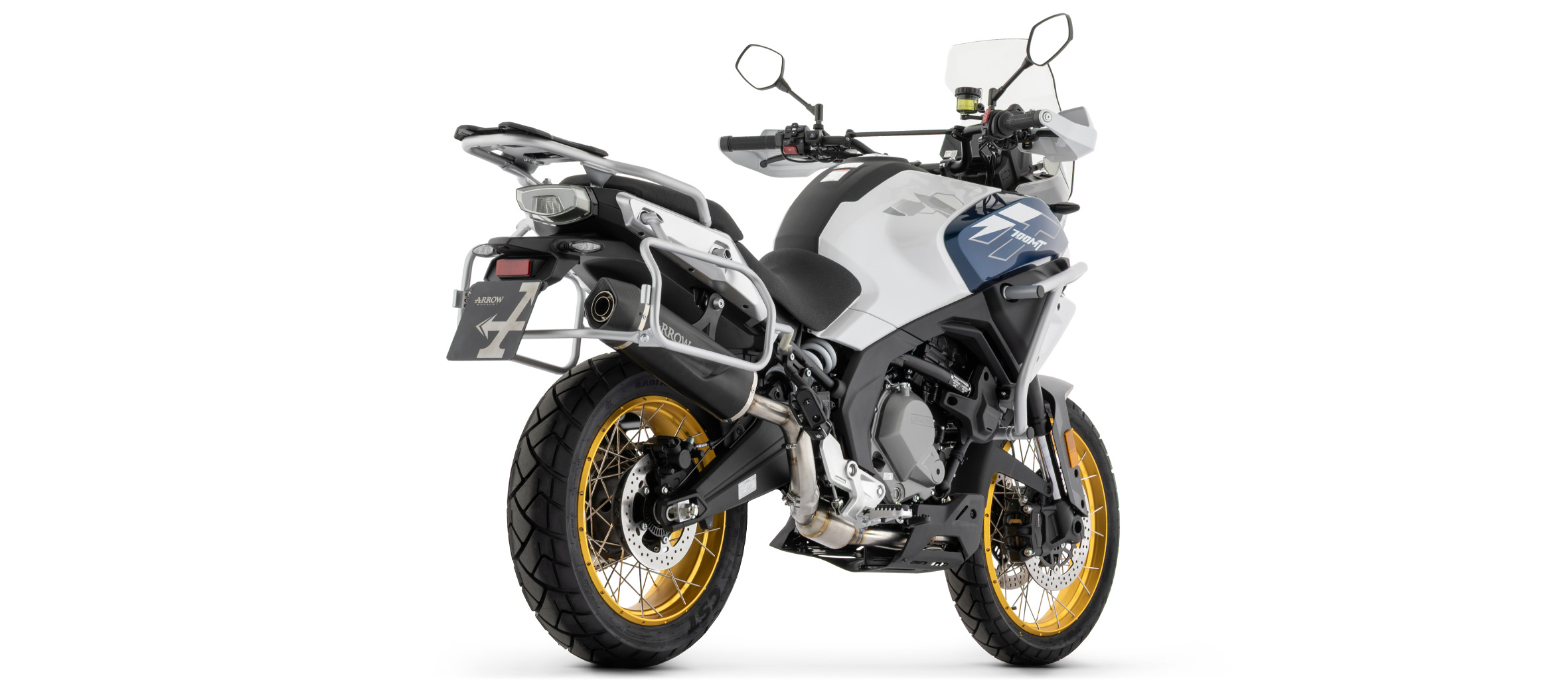 ARROW Escape DARK INDY RACE EVO para CF Moto 700MT Adventure, 2025-, Aluminio negro