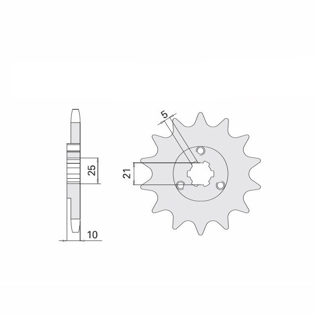 Piñón de ataque engomado, 15 dientes, paso 525