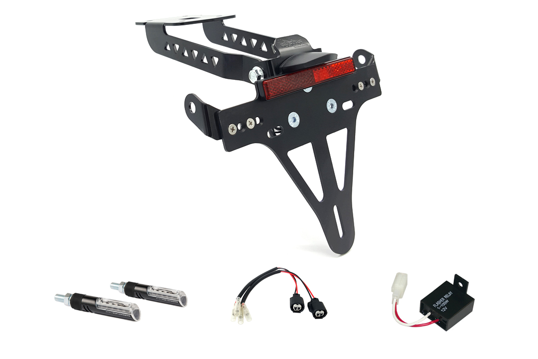 Kit de soporte de matrícula y luz de intermitente IDEA alpha Technik para Kawasaki Z650 y Ninja 650 Tipo: ER650K / EX650M a partir del año de modelo 2020- (Trasero)