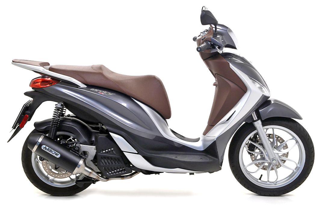Silenciador ARROW DARK URBAN para Piaggio Medley 125/150 2016-, aluminio negro (Solo con colector ARROW)