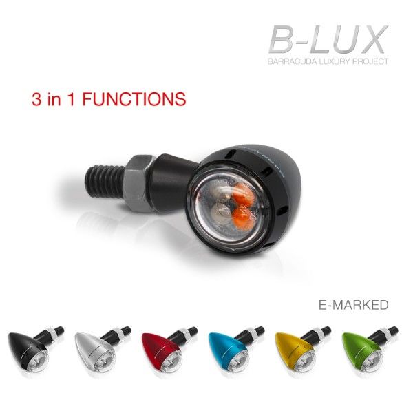 Barracuda luz de intermitente S-LED 3 B-LUX con luz trasera y luz de freno integradas, negro