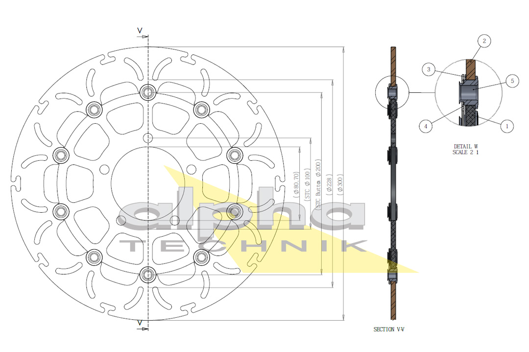 alpha Technik disco de freno Omega-Design ABD33, delantero para Kawasaki ER6f, ER6n, Versys 1000 / 650, Z1000, Z750, ZX10R Ninja, ZX6R Ninja
