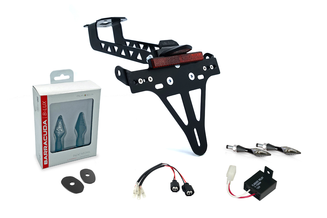 Kit de Soporte de Matrícula-luz de intermitente X-LED (anterior, delanteroe + trasero) de alpha Technik para Kawasaki Versys 1000 a partir del año de modelo 2019