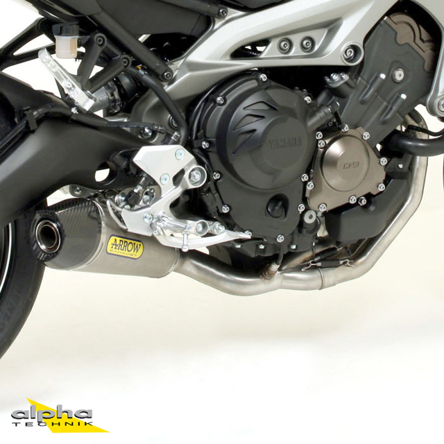 Escape ARROW X-KONE para Yamaha MT09 / Tracer 900 2013-, aluminio negro con tapa final de acero inoxidable (Solo con colector ARROW)