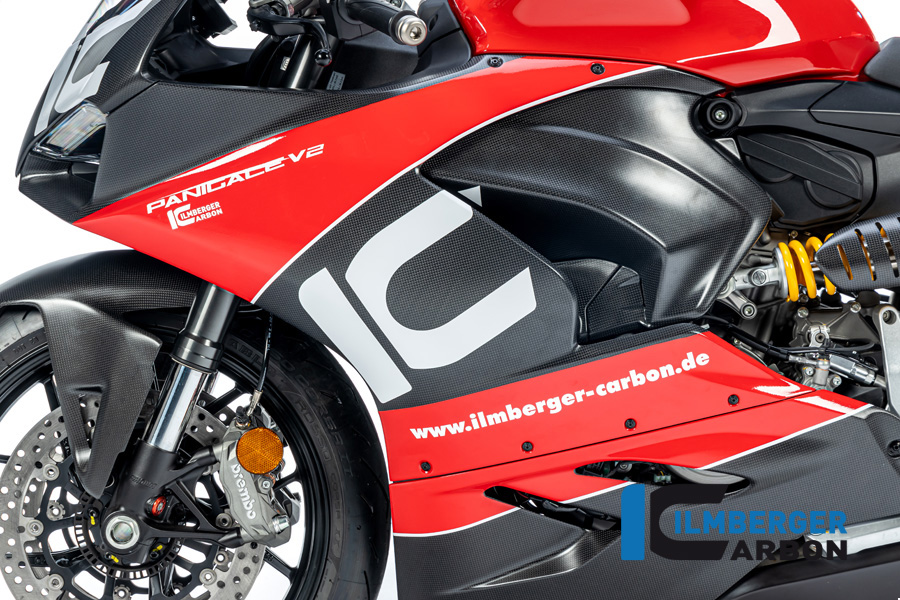 Ilmberger Carbon Cubre lateral de carenado lado izquierdo, mate, Ducati Panigale V2 2020-