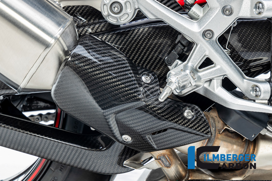 Protector de calor de escape de carbono Ilmberger anterior, delanteroe en el silenciador, brillante, BMW S1000RR 2019, M1000RR 2021-, S1000R 2020-, M1000R 2023-